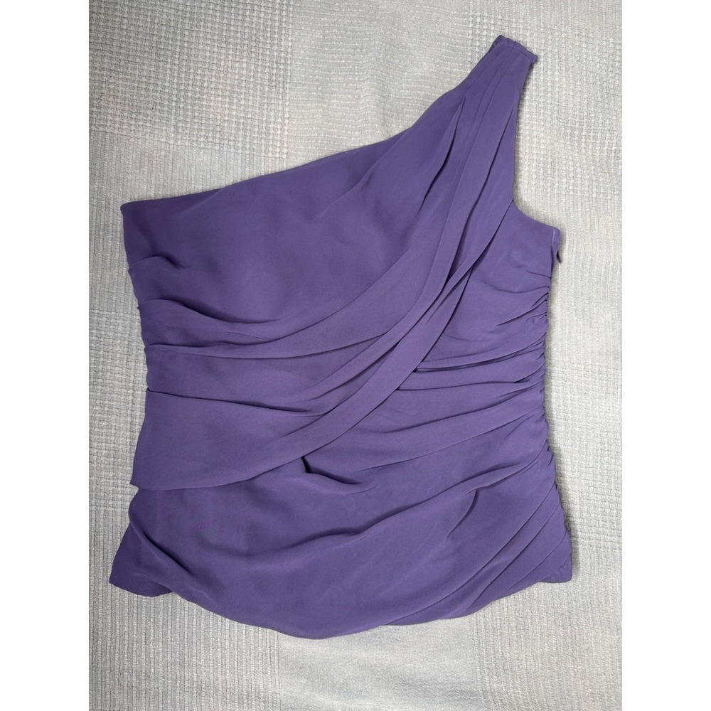 Davids Bridal Purple One Shoulder Draped‎ Chiffon Formal Top Blouse Size 10 Y2K